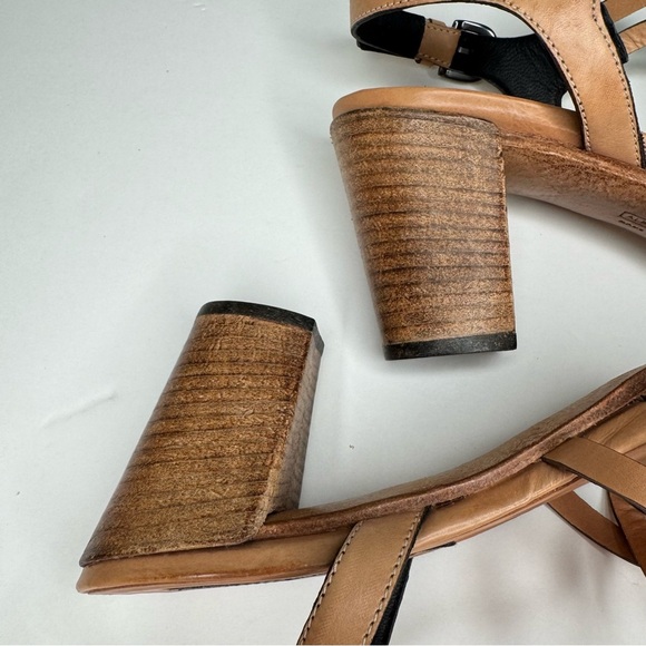 New ALBERTO FERMANI Strappy Block Heel Sandals Leather Tan Made In Italy - Picture 10 of 16